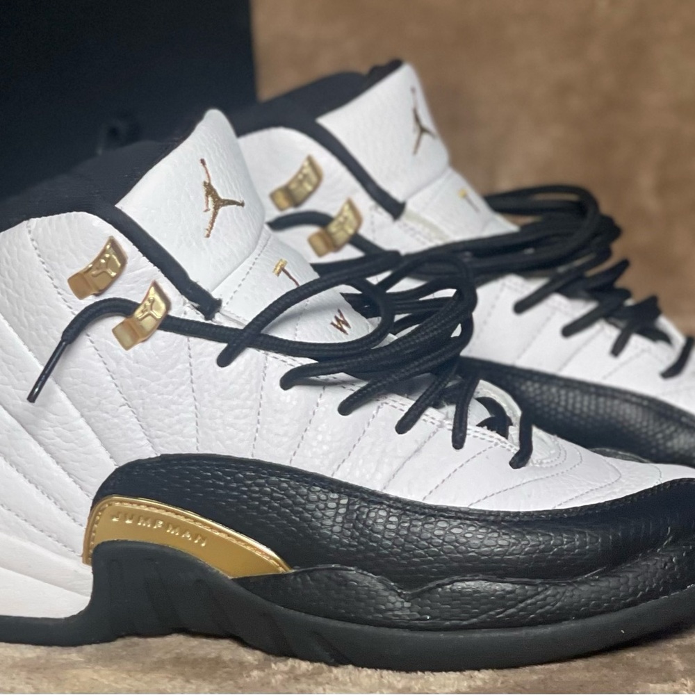 Jordan 12 Retro Royalty Taxi in White and Metallic Gold
